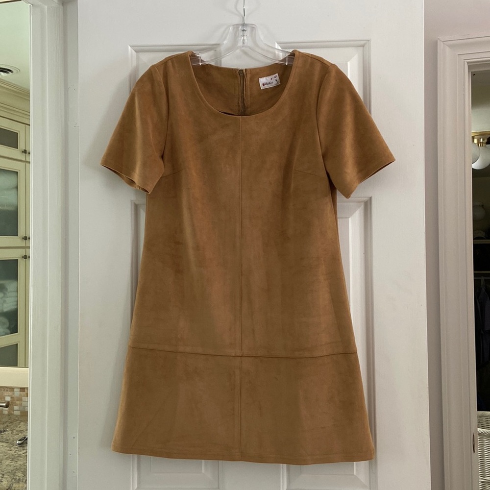 Sady & Lu Faux Suede Camel Dress